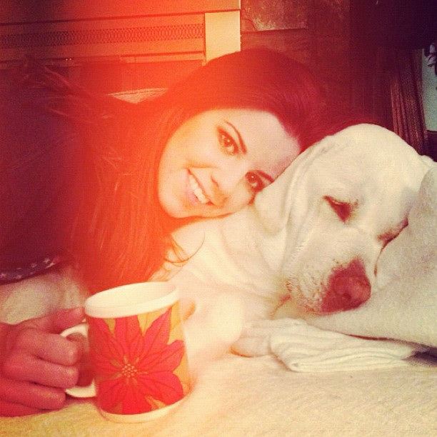 Cuddles with my dog Gracie, aww!